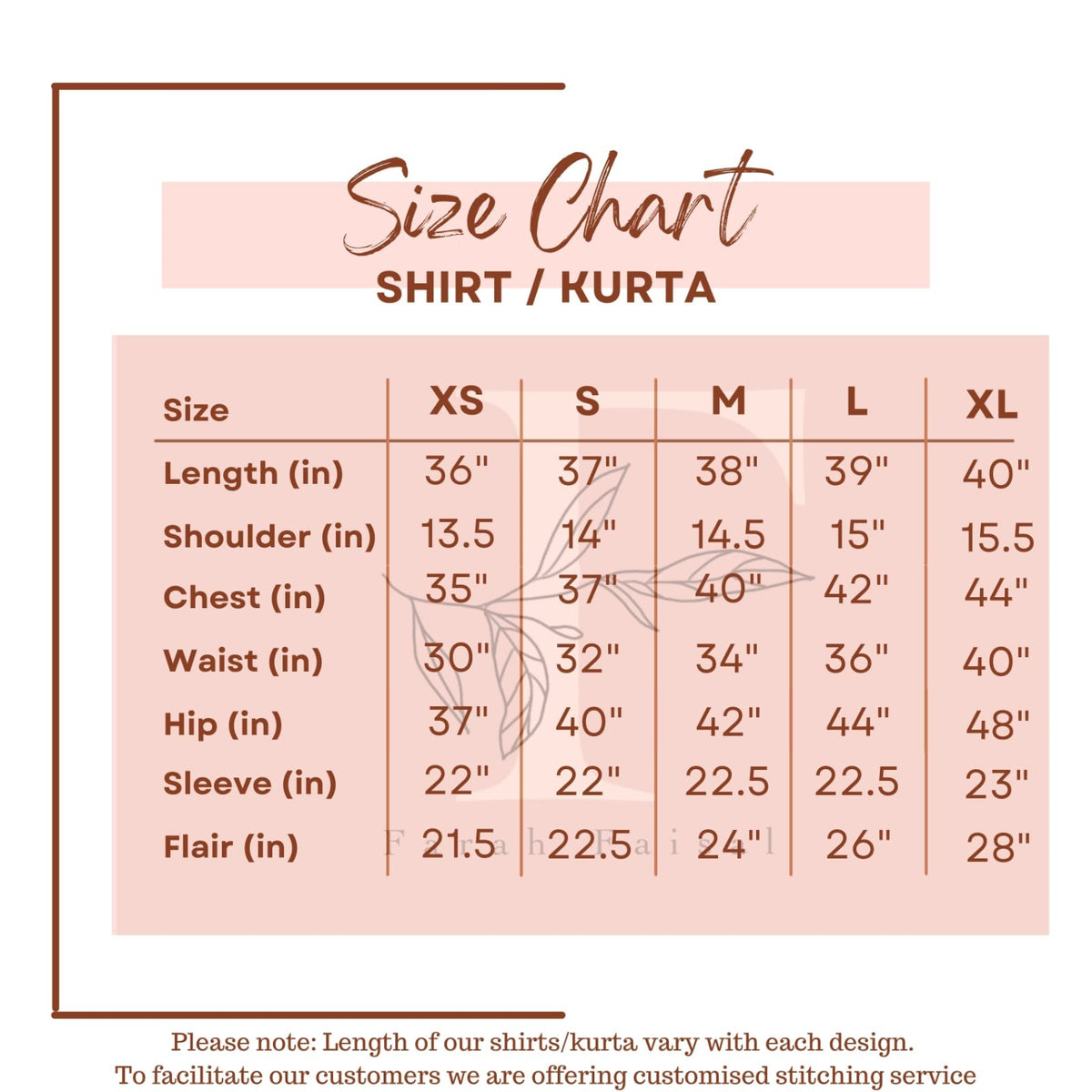 Size Chart One
